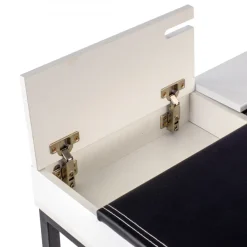 Scrivania per PC Athena laccata, con cassetti in legno e gambe in acciaio