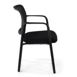 Sedia Conferenza Hermes con braccioli, base a 4 gambe, seduta ampia, schienale in rete