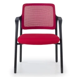 Sedia Conferenza Hermes con braccioli, base a 4 gambe, seduta ampia, schienale in rete