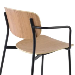 Sedia conferenza moderna con braccioli stile retrò Numa, in legno