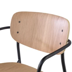 Sedia conferenza moderna con braccioli stile retrò Numa, in legno
