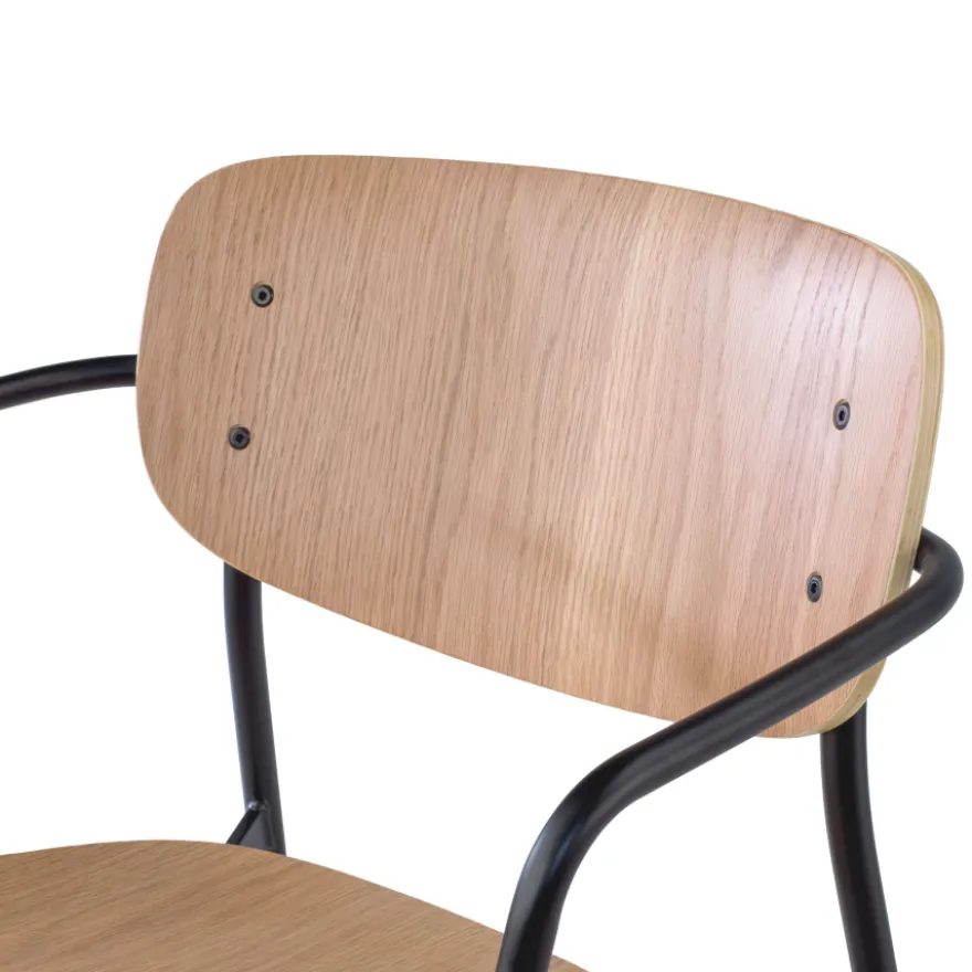Sedia conferenza moderna con braccioli stile retrò Numa, in legno