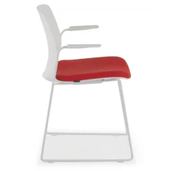 Sedia Conferenza Swing, con braccioli, impilabile, seduta imbottita