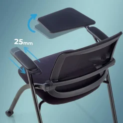 Sedia con ribaltina scrittoio Smart, pieghevole con ruote