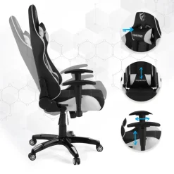 Sedia da Gaming GamePro, supporto lombare, braccioli 1D