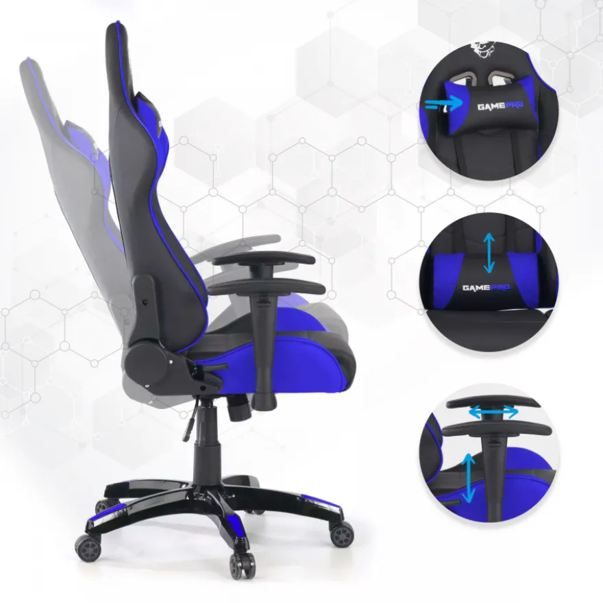 Sedia da Gaming GamePro, supporto lombare, braccioli 1D
