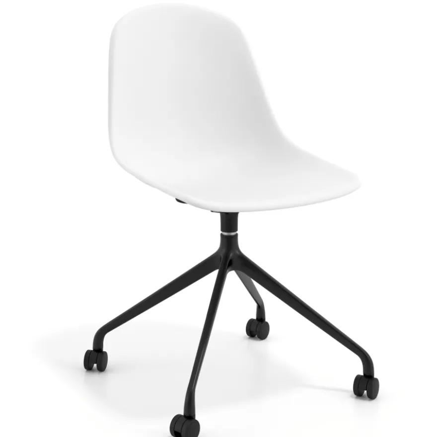 Sedia da riunione Lara con ruote, base in alluminio