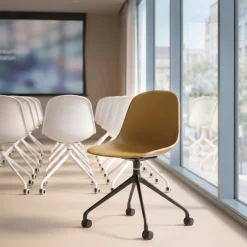 Sedia da riunione Lara con ruote, base in alluminio