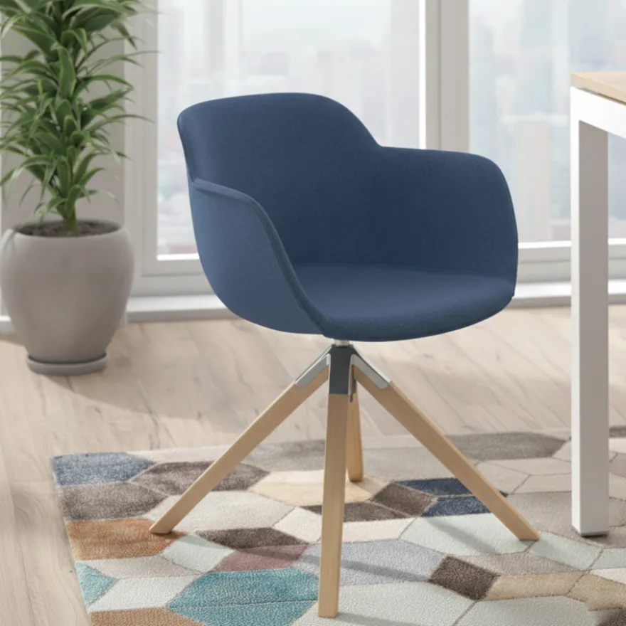 Sedia da Riunione Laure, Gambe in legno, Alta qualità, Imbottita