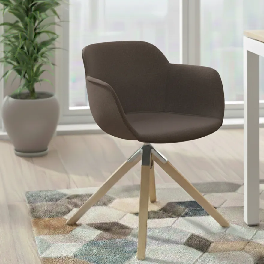 Sedia da Riunione Laure, Gambe in legno, Alta qualità, Imbottita