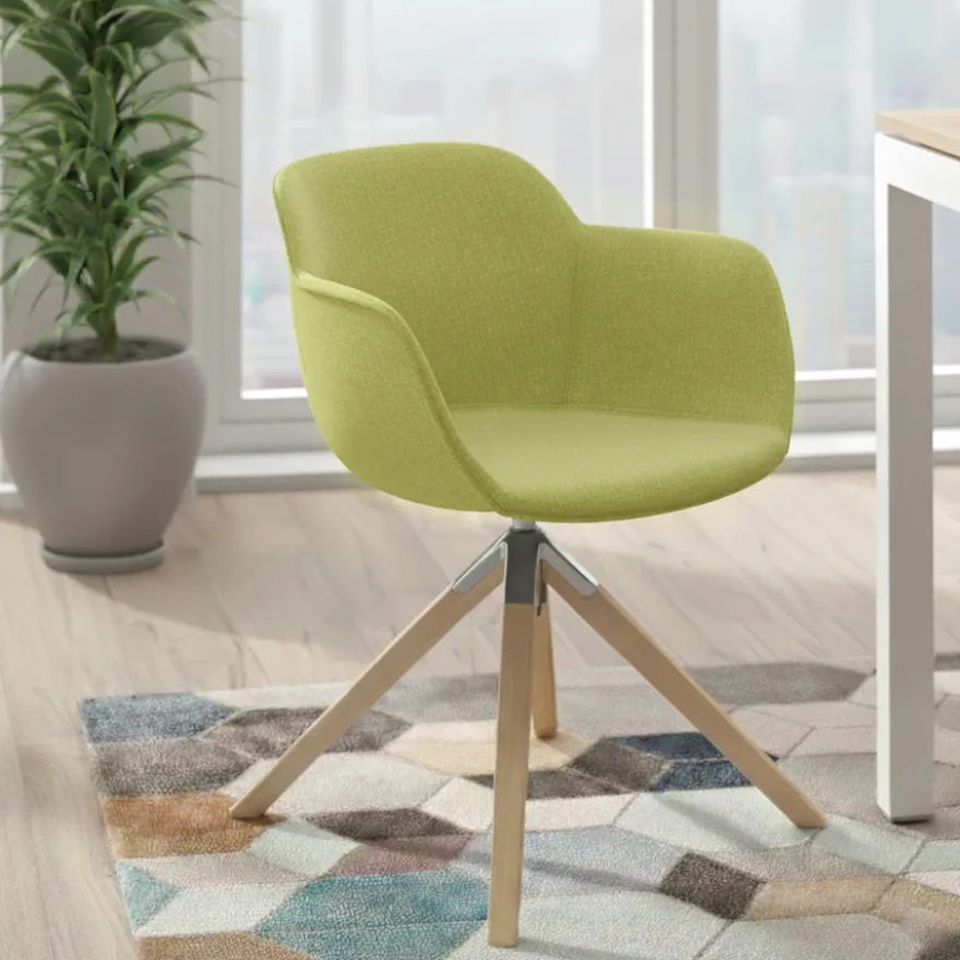 Sedia da Riunione Laure, Gambe in legno, Alta qualità, Imbottita