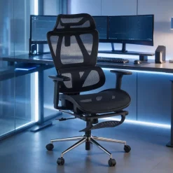 Sedia da scrivania ergonomica Sion con poggiapiedi estraibile