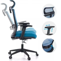 Sedia da Scrivania Tesla, poggiatesta, supporto lombare, rete