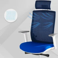 Sedia da Ufficio Boston white, Poggiatesta, Braccioli Regolabili