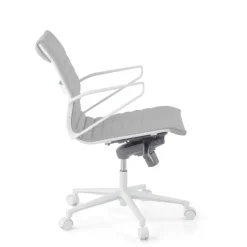 Sedia da ufficio Design Cagliari, struttura bianca, schienale basso, ecopelle