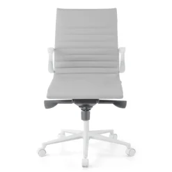 Sedia da ufficio Design Cagliari, struttura bianca, schienale basso, ecopelle