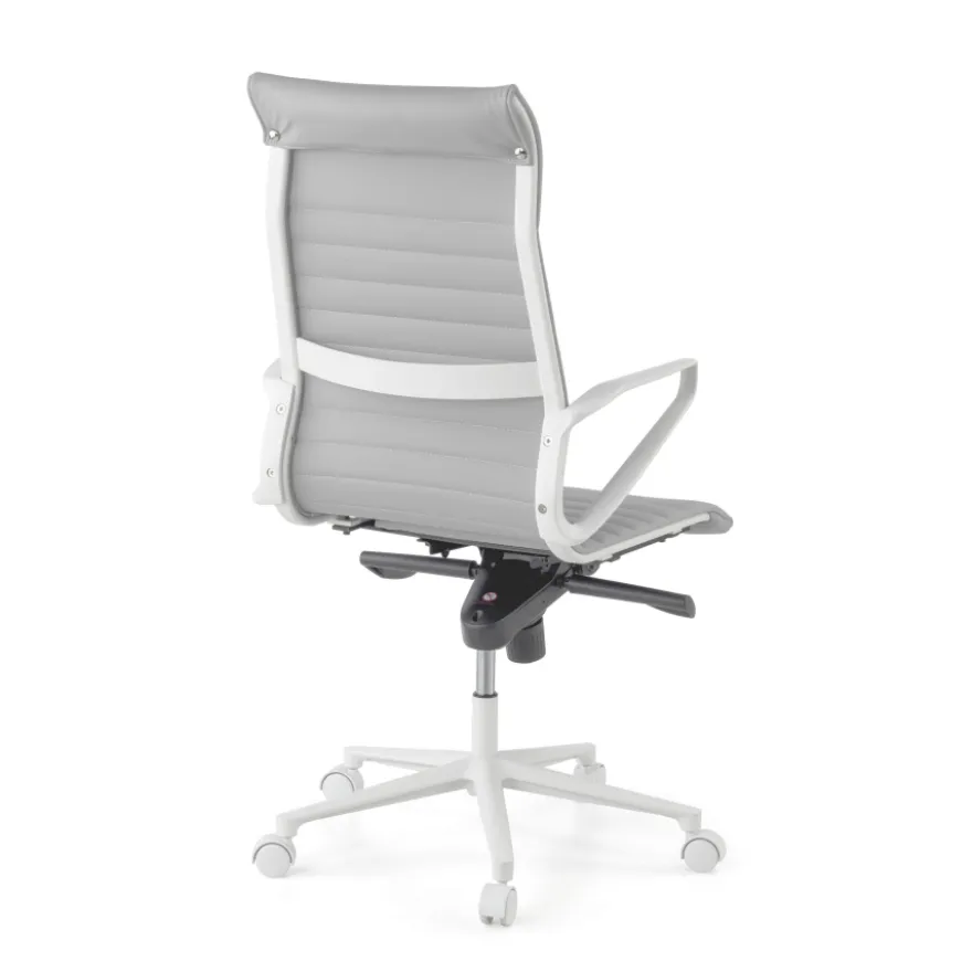 Sedia da ufficio design Cagliari, struttura bianca, schienale alto, ecopelle