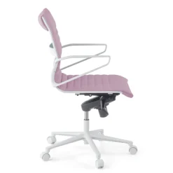 Sedia da ufficio Design Cagliari, struttura bianca, schienale basso, ecopelle