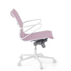 Sedia da ufficio Design Cagliari, struttura bianca, schienale basso, ecopelle