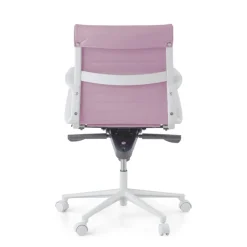 Sedia da ufficio Design Cagliari, struttura bianca, schienale basso, ecopelle