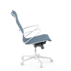 Sedia da ufficio design Cagliari, struttura bianca, schienale alto, ecopelle