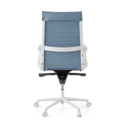 Sedia da ufficio design Cagliari, struttura bianca, schienale alto, ecopelle