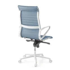 Sedia da ufficio design Cagliari, struttura bianca, schienale alto, ecopelle