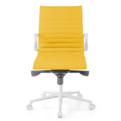 Sedia da ufficio Design Cagliari, struttura bianca, schienale basso, ecopelle