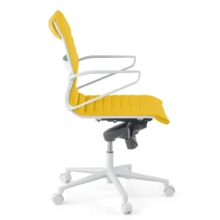 Sedia da ufficio Design Cagliari, struttura bianca, schienale basso, ecopelle
