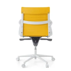 Sedia da ufficio Design Cagliari, struttura bianca, schienale basso, ecopelle