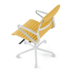 Sedia da ufficio Design Cagliari, struttura bianca, schienale basso, ecopelle