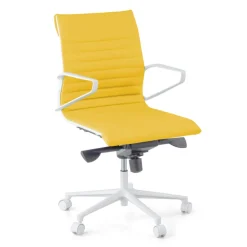 Sedia da ufficio Design Cagliari, struttura bianca, schienale basso, ecopelle