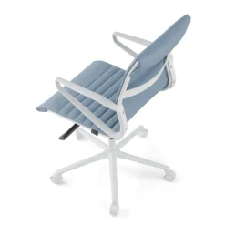 Sedia da ufficio Design Cagliari, struttura bianca, schienale basso, ecopelle
