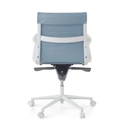Sedia da ufficio Design Cagliari, struttura bianca, schienale basso, ecopelle