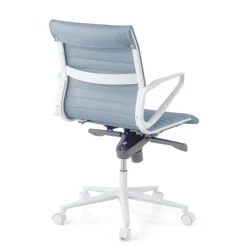 Sedia da ufficio Design Cagliari, struttura bianca, schienale basso, ecopelle