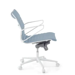Sedia da ufficio Design Cagliari, struttura bianca, schienale basso, ecopelle