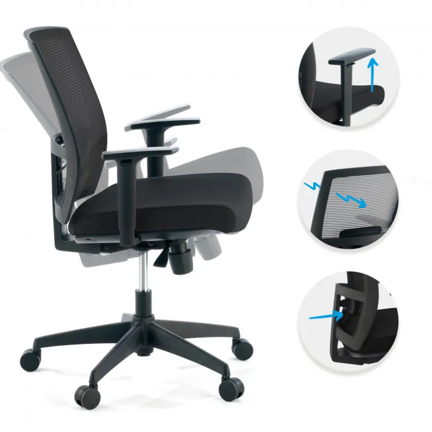 Sedia da ufficio ergonomica Akira, meccanismo syncro