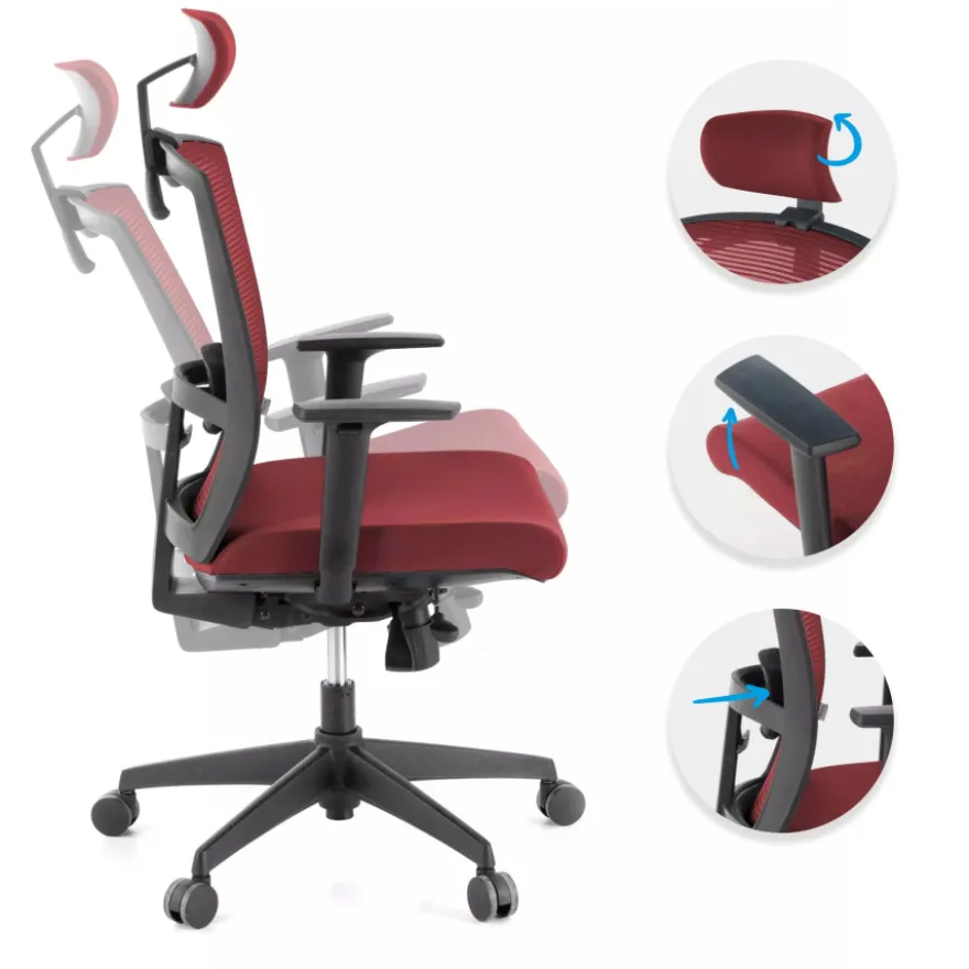Sedia da ufficio ergonomica Akira con poggiatesta