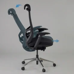 Sedia da ufficio ergonomica Gemini, braccioli 4D e supporto lombare