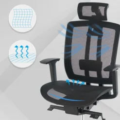 Sedia da ufficio giapponese Hiro, syncro, braccioli 4D, con poggiatesta