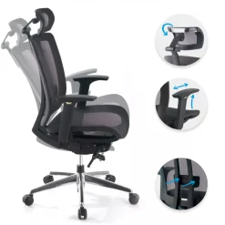 Sedia da ufficio giapponese Hiro, syncro, braccioli 4D, con poggiatesta
