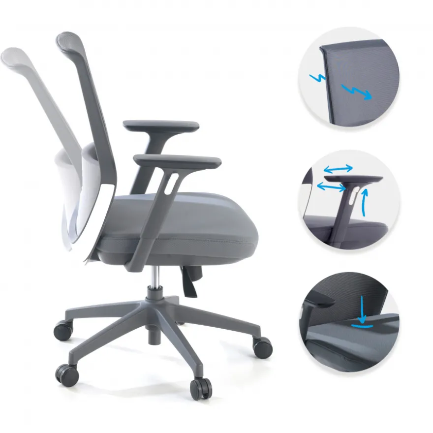 Sedia da ufficio professionale Five, rossa, cuscino lombare, completamente regolabile