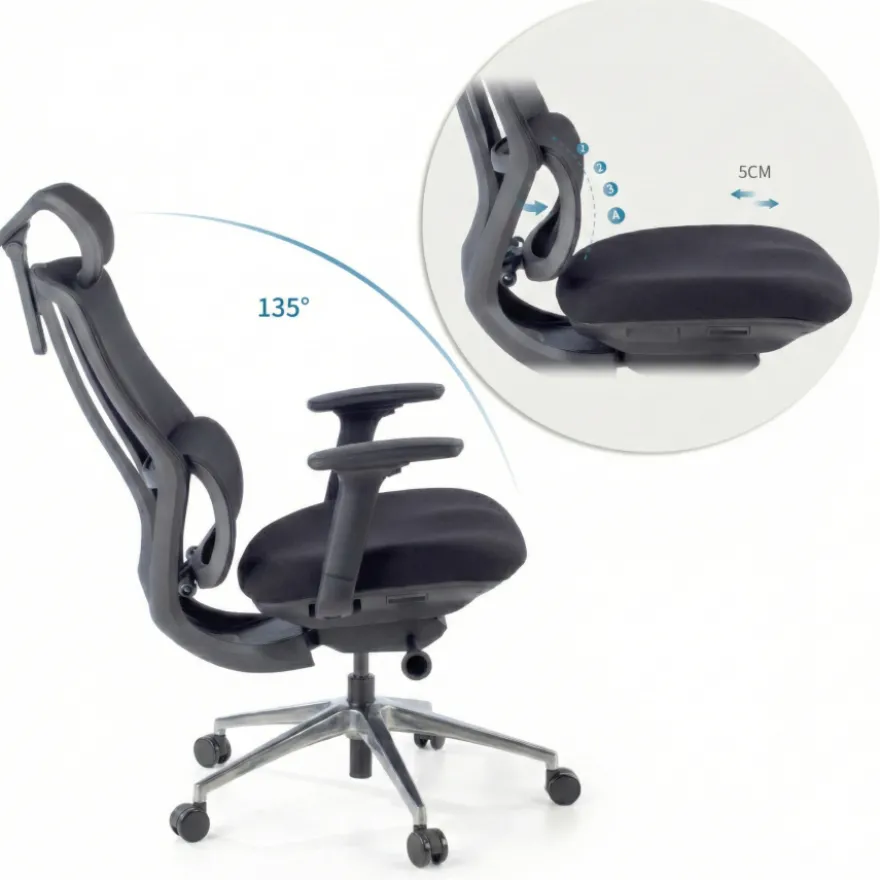 Sedia Ergonomica con poggiatesta AeroFlow black, certificata