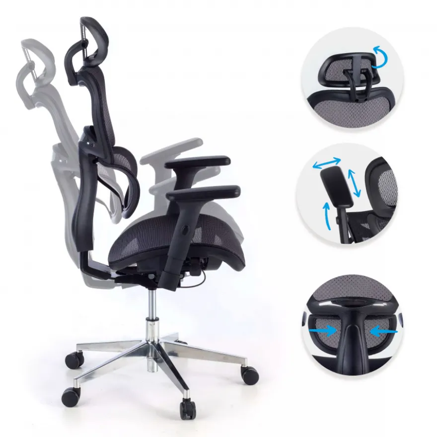 Sedia Ergonomica Ergocity FX, base in alluminio e rete TechSport