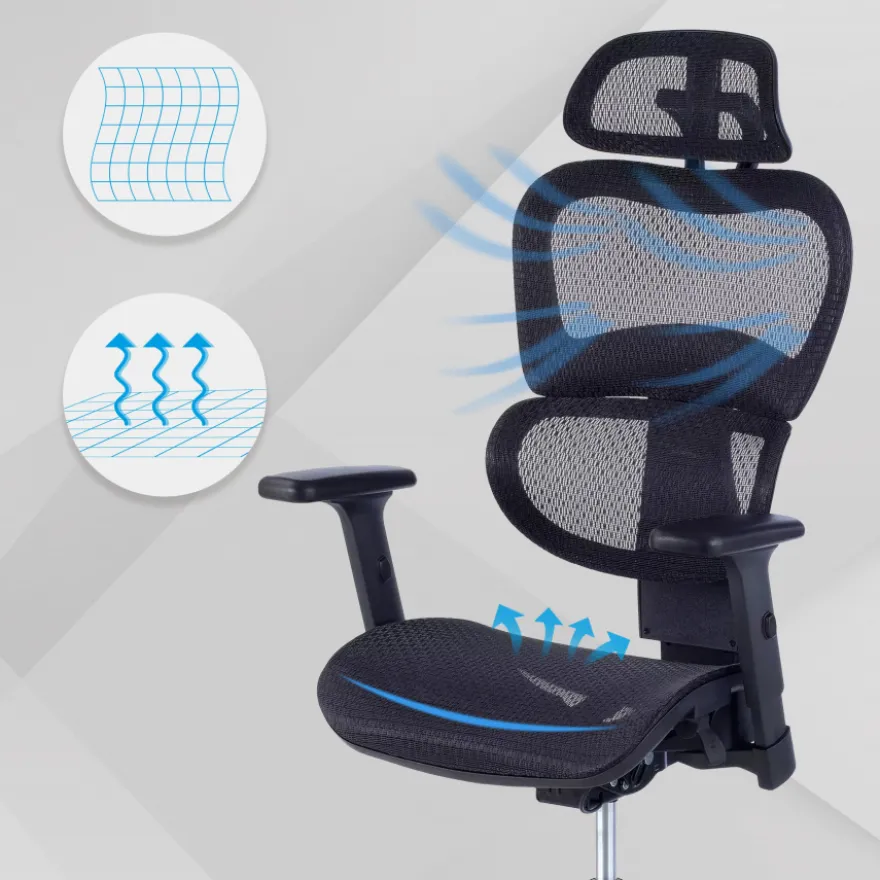 Sedia Ergonomica Ergocity FX, base in alluminio e rete TechSport