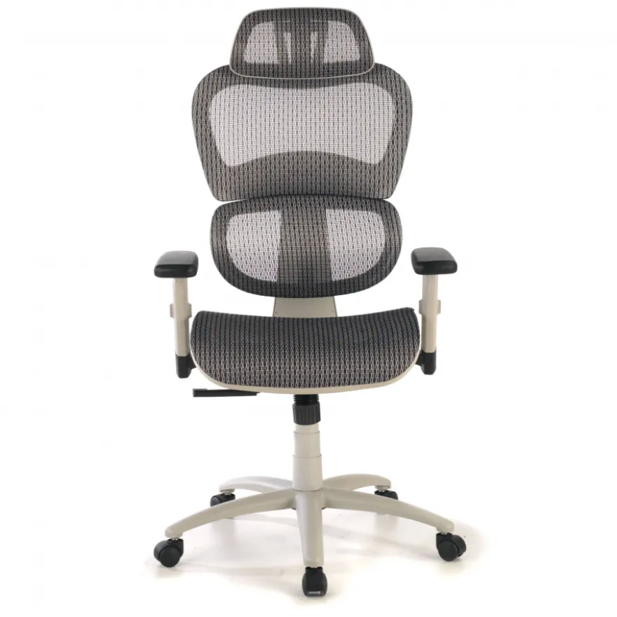 Sedia Ergonomica Ergocity white cuscino lombare, braccioli 3D