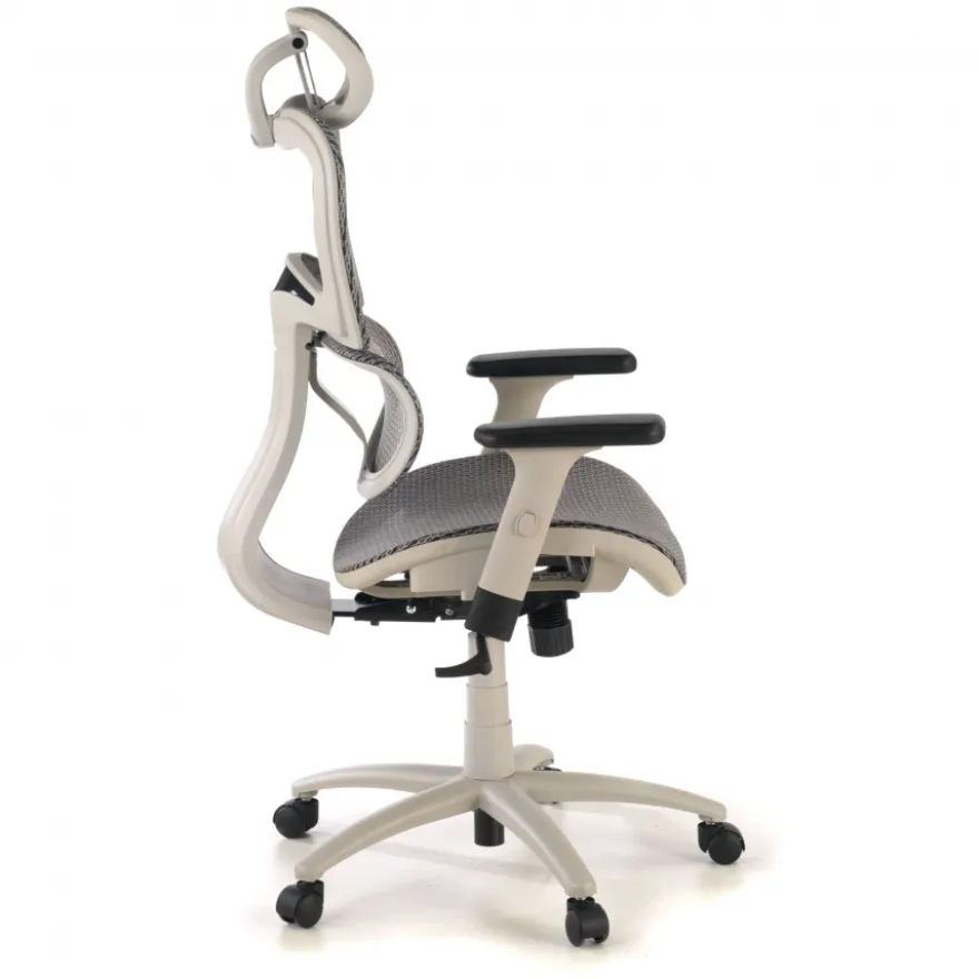 Sedia Ergonomica Ergocity white cuscino lombare, braccioli 3D