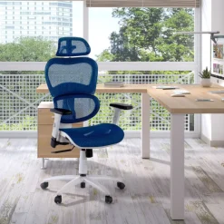 Sedia Ergonomica Ergocity white cuscino lombare, braccioli 3D
