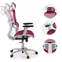 Sedia Ergonomica Ergocity white cuscino lombare, braccioli 3D