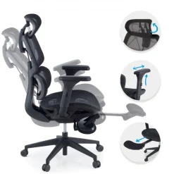 Sedia ergonomica Every, con poggiapiedi estraibile, rete